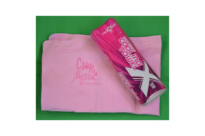 NEW! Cooling Towel - $15.00 Hot pink towel that stays cool when wet to beat the heat!  Printed with Camp Mystic logo.