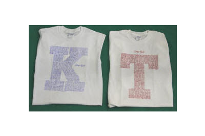 Tribe Yell Shirt - $15.00 White shirt with Red T or Blue K filled with tribe cheers. Choose Tonk or Kiowa.